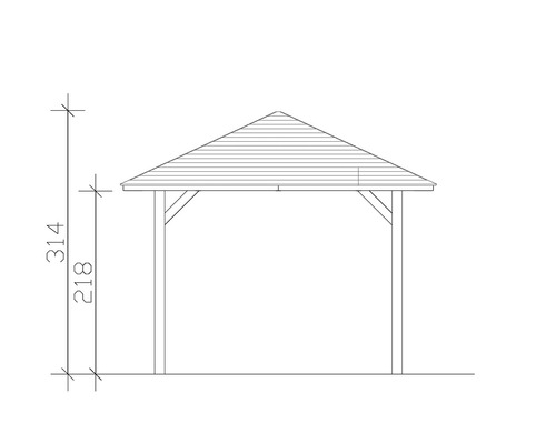Schéma technique d''un pavillon avec indication de la hauteur