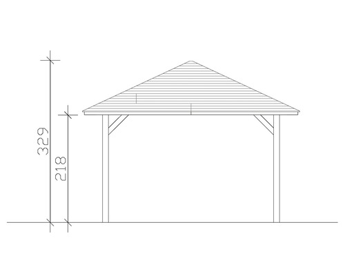 Dessin technique d''un pavillon avec indications de hauteur