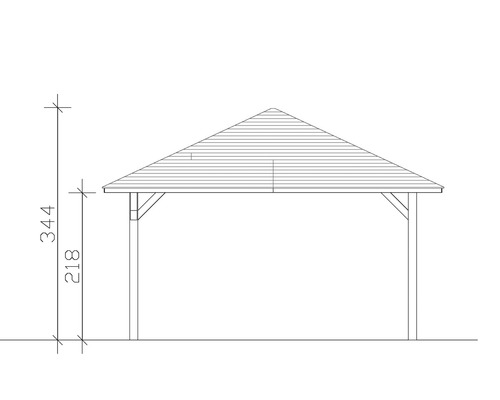 Dessin technique d''un pavillon avec indications de hauteur