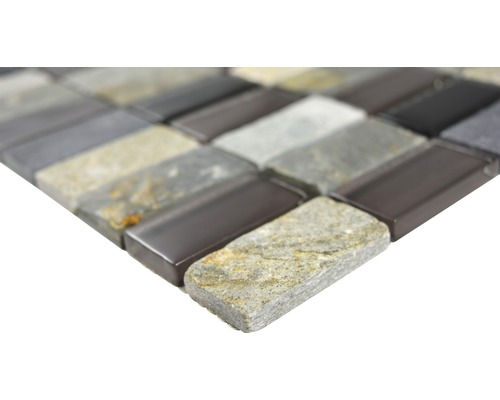 Mosaikfliese aus Naturstein und Glas