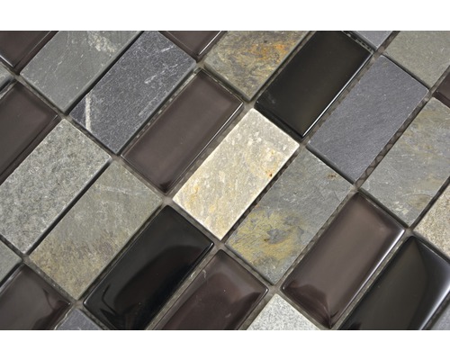 Mosaikfliesen aus Naturstein und Glas in rechteckiger Form