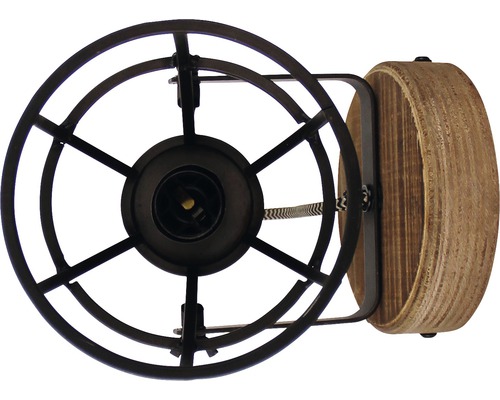 Applique murale avec détails en bois et cage métallique