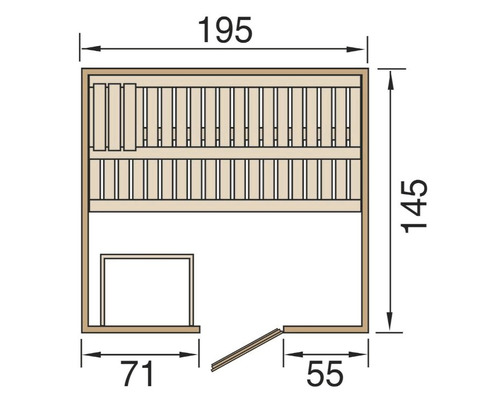 Plan d''une sauna avec dimensions