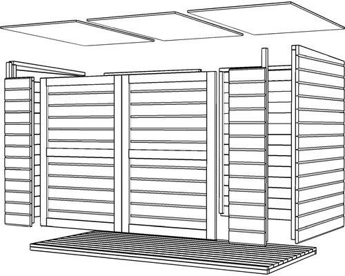 Image d''un abri de jardin en construction brute avec des murs en bois et des éléments de toit
