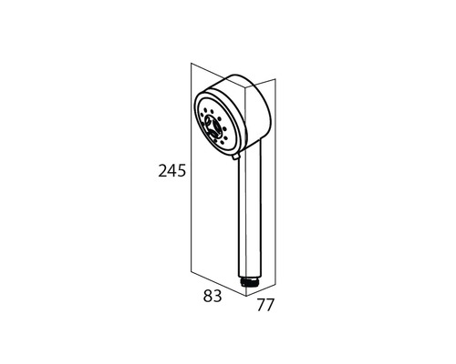 Schéma technique d''une douchette à main avec dimensions