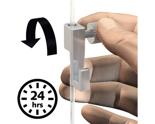 Élément de fixation avec vis pour verre acrylique et temps de séchage de 24 heures