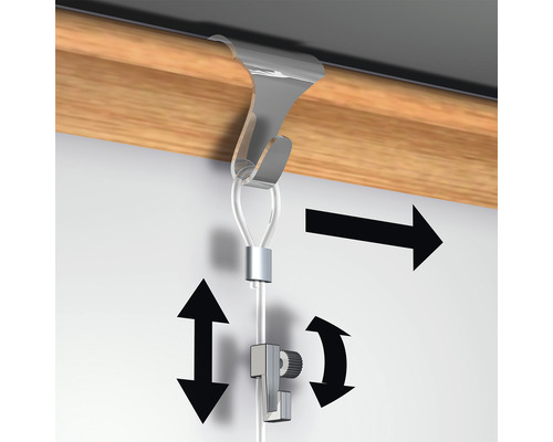 Système de suspension avec crochet réglable pour fixation murale