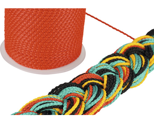 Polyesterkordel auf Rolle und geflochtenes Seil