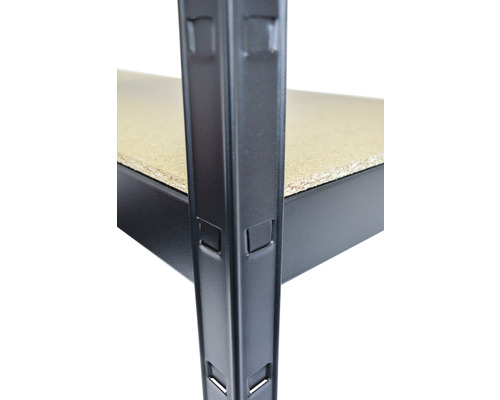 Vue détaillée d''une étagère métallique avec un plateau en bois