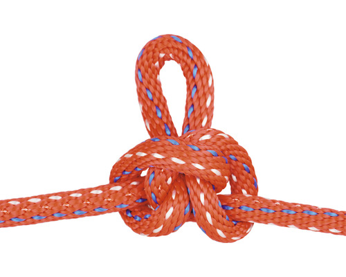 Rotes Seil mit Knoten und Schlaufe