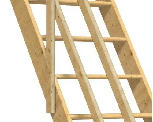 Holzkonstruktion mit Rahmen und Verstrebungen