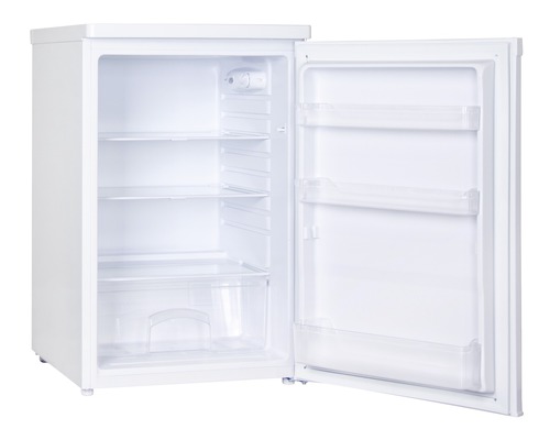 Petit réfrigérateur ouvert avec étagères