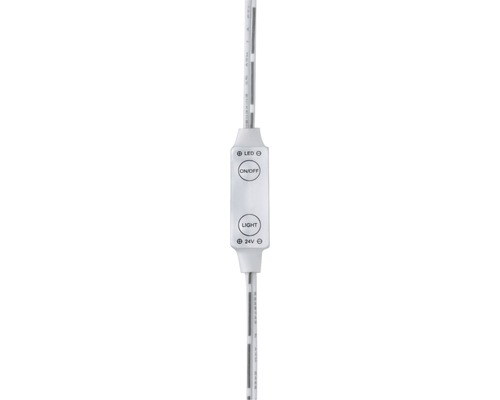 LED-Lichtleiste mit Bedienelementen für Ein/Aus, Licht und 24 Volt