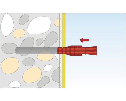 Illustration du montage d''une cheville dans un mur