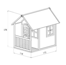 Illustration eines Spielhauses mit Maßen.