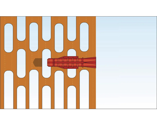 Cheville dans une brique perforée