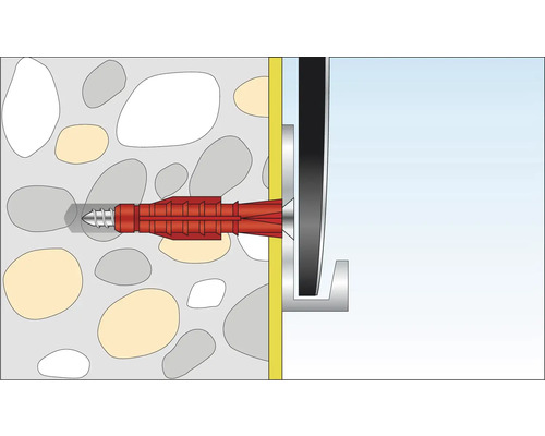 Illustration d''une fixation par cheville dans un mur