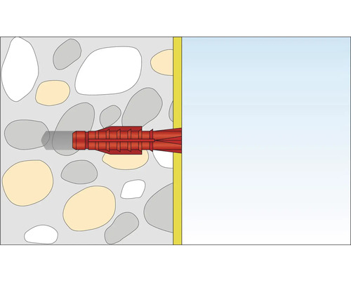 Illustration d''une fixation par cheville dans un mur
