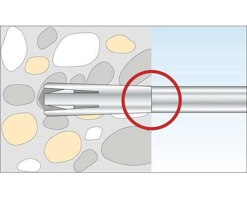 Illustration eines Dübels in einer Wand