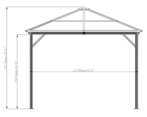 Dessin technique d''un pavillon avec dimensions