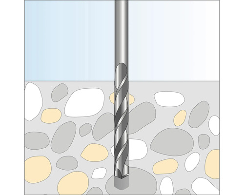 Illustration eines Steinbohrers beim Bohren in Mauerwerk