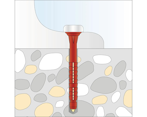Illustration einer Dübelbefestigung in Steinmauerwerk
