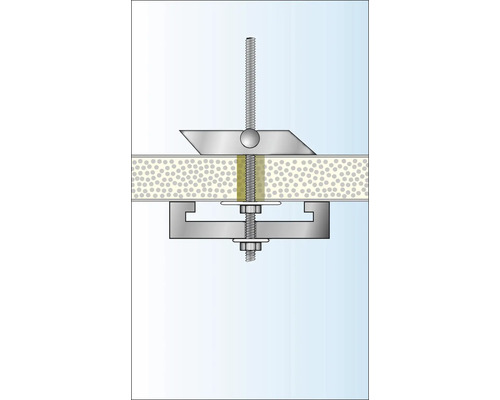 Befestigungselement für Gipskartonplatten im Querschnitt.