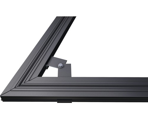 Detailansicht einer Metallrahmenkonstruktion mit Schraubverbindung