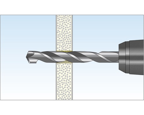 Illustration d''une perceuse perçant un trou.