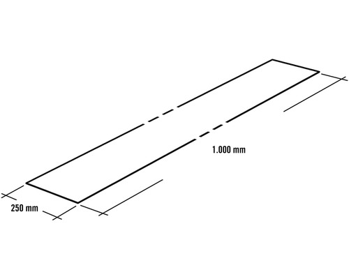 Illustration d''une plaque mesurant 250 mm sur 1 000 mm