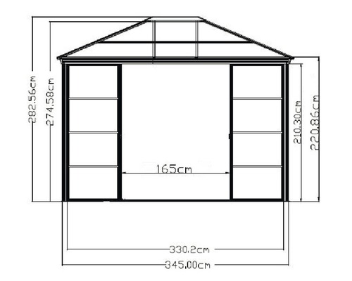 Dessin technique d''un pavillon avec dimensions