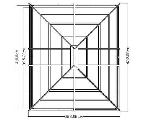 Dessin technique d''un pavillon avec dimensions