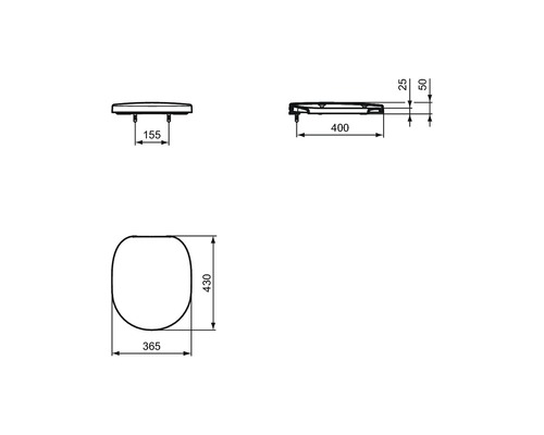 Dessin technique d''un siège de WC avec dimensions