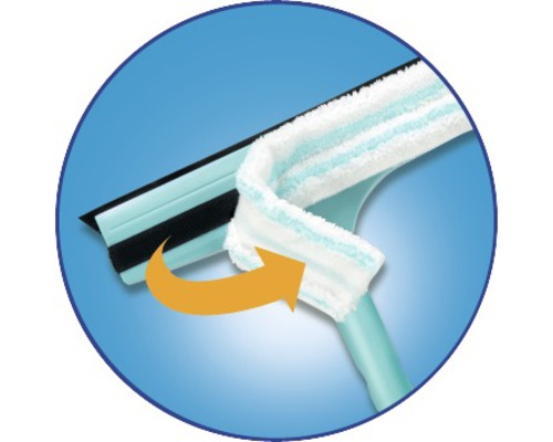 Raclette à vitre avec housse d''essuyage amovible et flèche