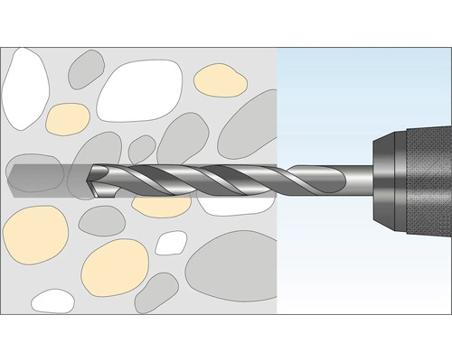Illustration d''une perceuse en train de percer du béton
