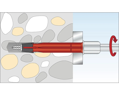 Illustration eines Bolzenankers, der in Beton befestigt wird