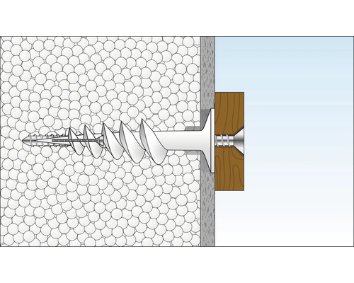 Illustration d''une fixation de cheville pour plaques de plâtre dans un mur