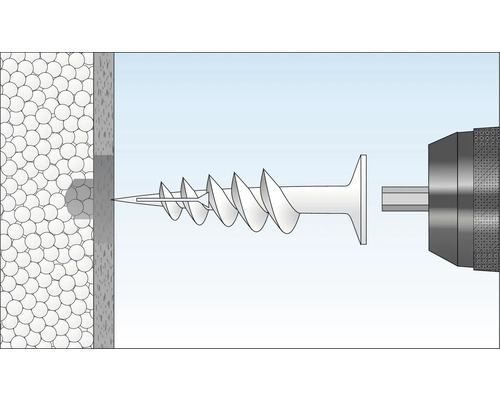 Fixation d''une vis d''isolation dans un mur avec un tournevis