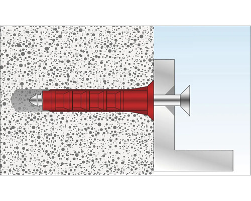 Illustration d''une fixation par cheville dans un mur avec vis et composant