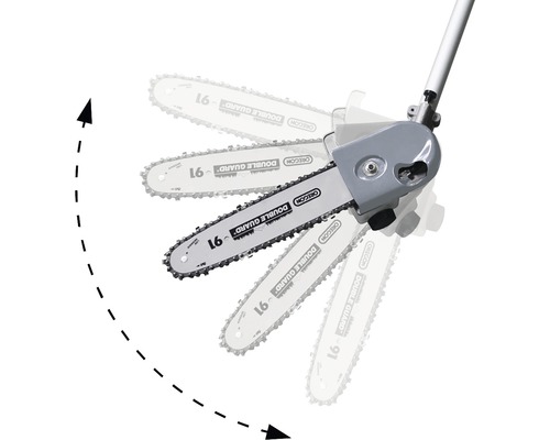 Verstellbarer Hochentasterkopf mit Kettensäge