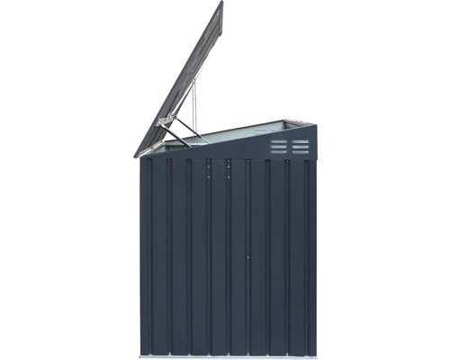 Geöffneter Geräteschrank aus Metall für den Aussenbereich