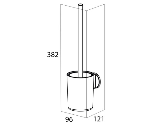 Schéma d''une brosse de toilette avec support et dimensions