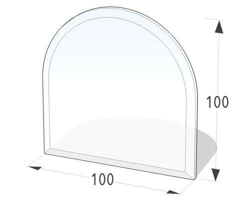 Plaque de protection en verre contre les étincelles semi-circulaire 100x100 cm