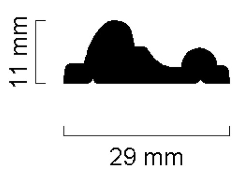 Baguette profilée mesurant 11 x 29 millimètres.
