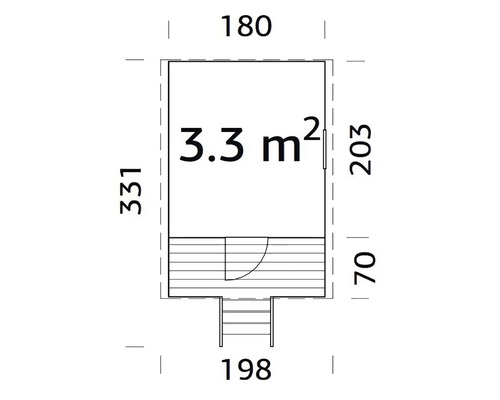 Plan d''un abri de jardin avec les dimensions.