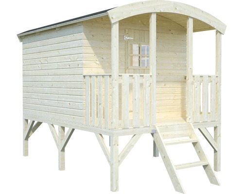 Cabane de jeux en bois sur pilotis avec escalier