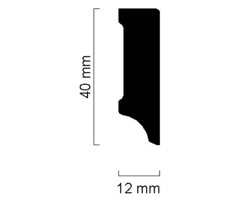 Baguette profilée mesurant 40 mm sur 12 mm