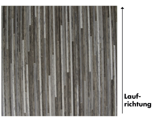 Dekorplatte mit Holzoptik und Darstellung der Laufrichtung