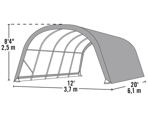 Abbildung eines Geräteunterstandes mit Maßangaben