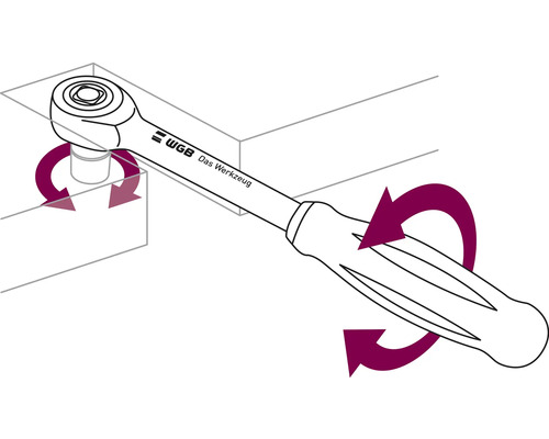 Illustration d''un cliquet en utilisation avec mouvement rotatif